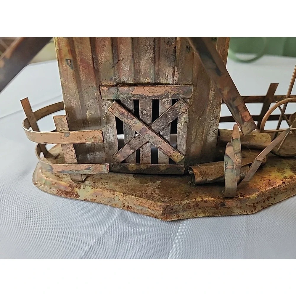 Vintage Handcrafted Metal Music Box‎ Farm Style Windmill Rustic Great Gift